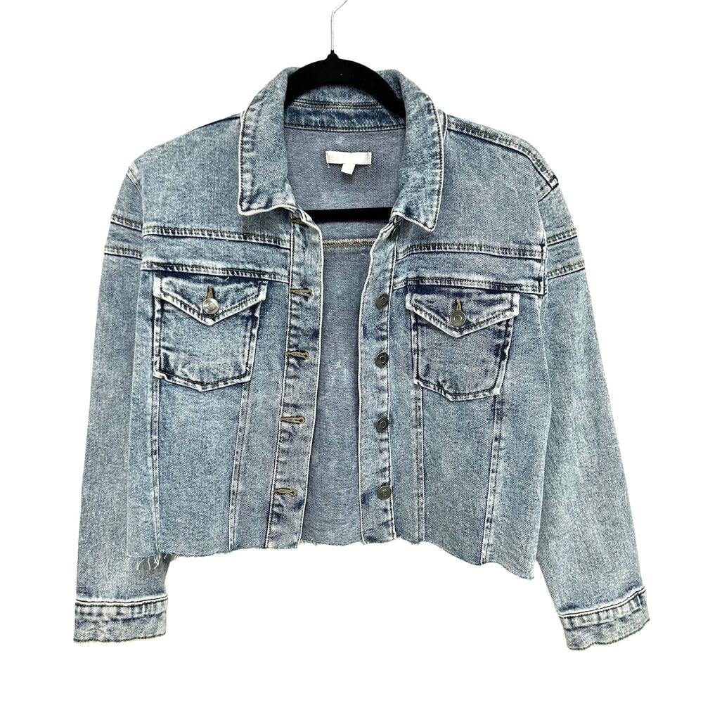 GB Girls Light Wash Raw Hem Denim Jacket Big Girls L